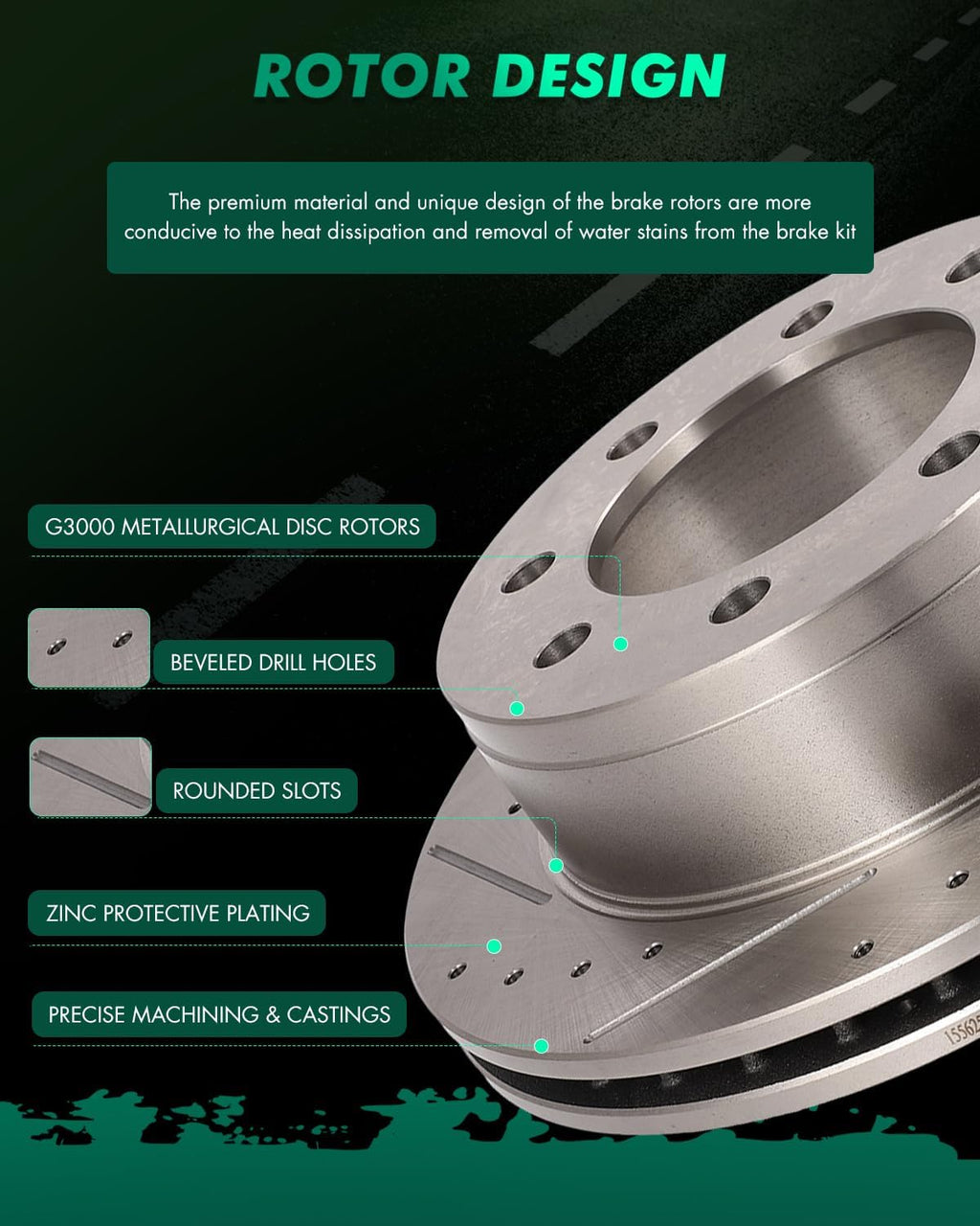 SCITOO Brake Kits for Chevy for Avalanche for Silverado for Suburban for GMC for Sierra for Yukon XL 2500 3500 HD Rear Drilled & Slotted Disc Brakes Rotors Semi Metallic Brakes Pads 55055;D785