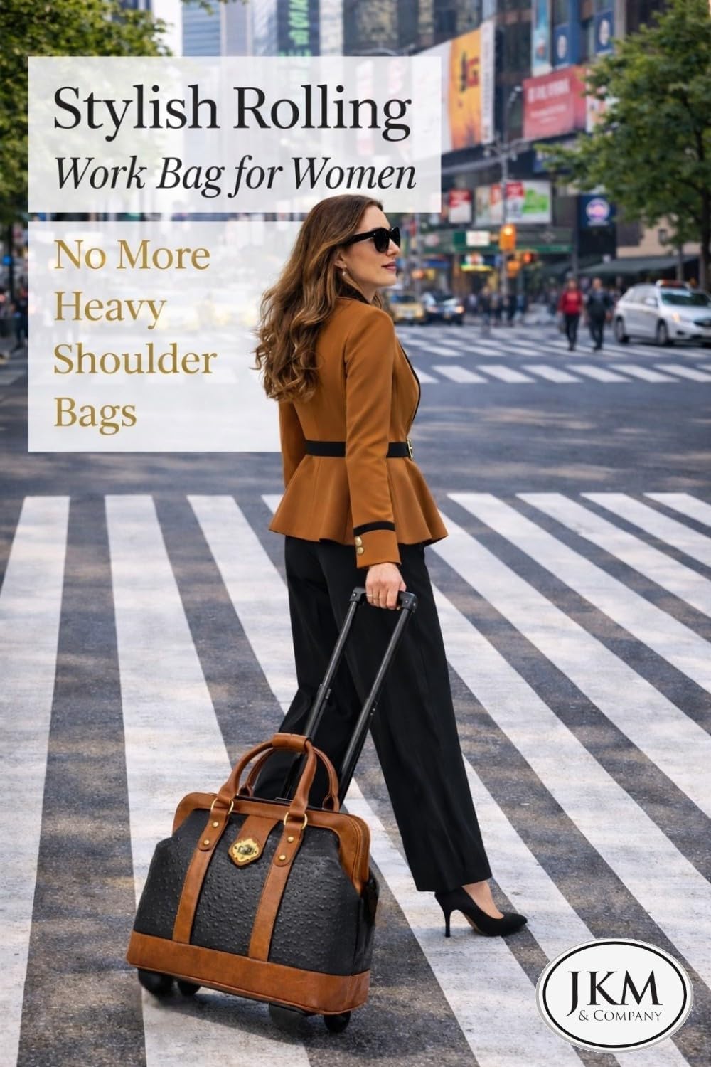 JKM & Company Rolling Laptop Bag for Women | Designer Wheeled Briefcase | Fits 13-17' Laptops | Office Travel Computer Case