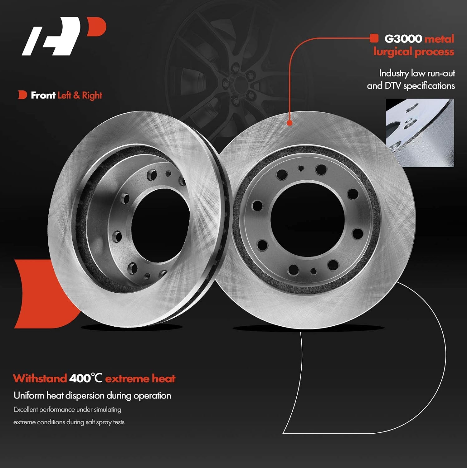 A-Premium 12.78 inch (324.6mm) Front Vented Disc Brake Rotors + Ceramic Pads kit Compatible with Select Cadillac, Chevy, GMC and Hummer Models - Avalanche, Express, Silverado, Suburban, Savana, Sierra