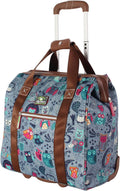 Lily Bloom Designer Under the Seat Tote Cabin Luggage Collection - 15 Inch Patterned Carry on Bag For Women - Lightweight Suitcase with 2 Rolling Wheels (Night Owl)