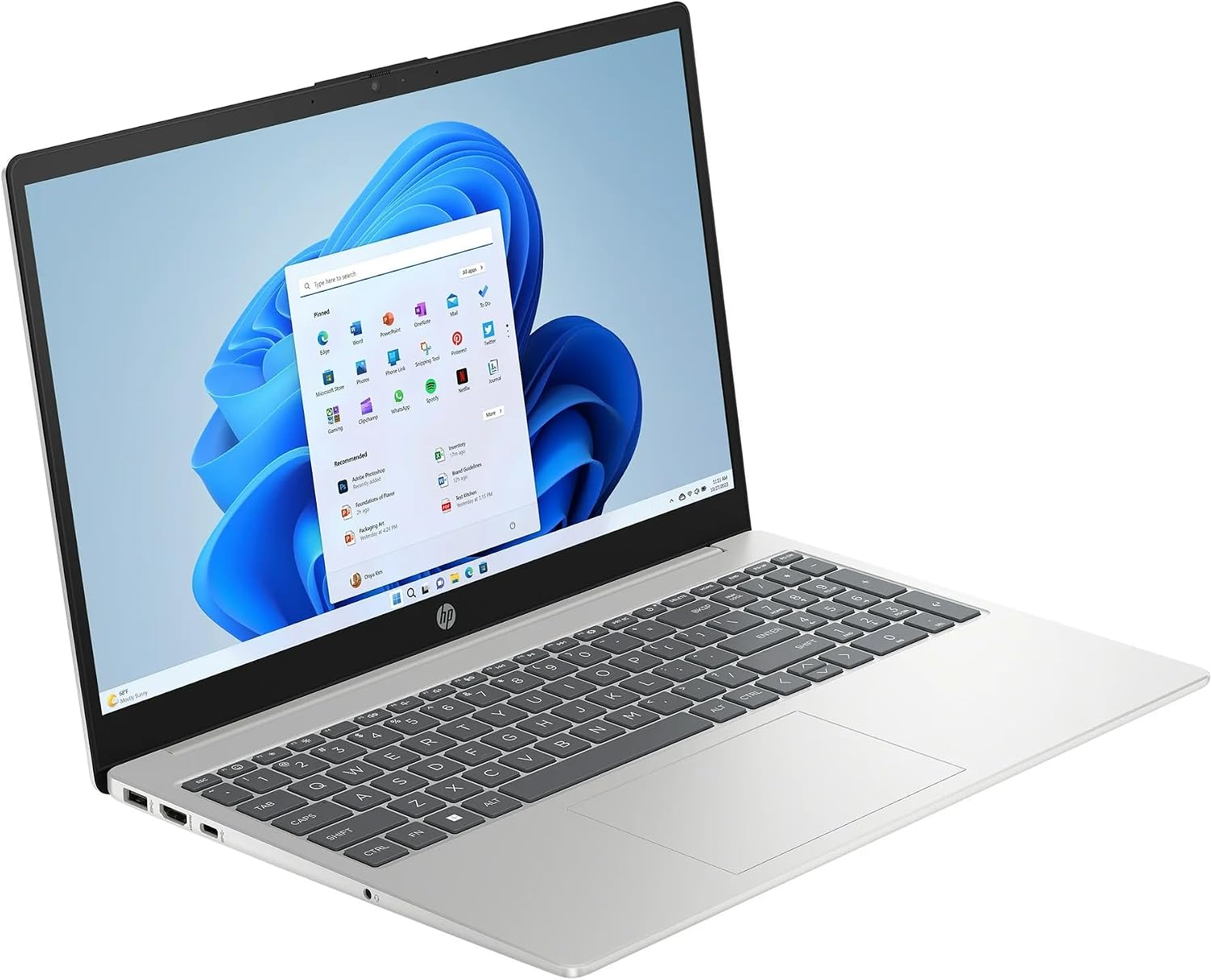 HP Business 15 Laptop, 15.6 inch FHD Display, Intel Core i5-1235U 10-core Processor, PCIe SSD, Webcam, WiFi 6, Bluetooth 5.3, Windows 11 Pro, Silver, Bonus XtreDura USB Drive ((32G RAM | 1TB SSD))