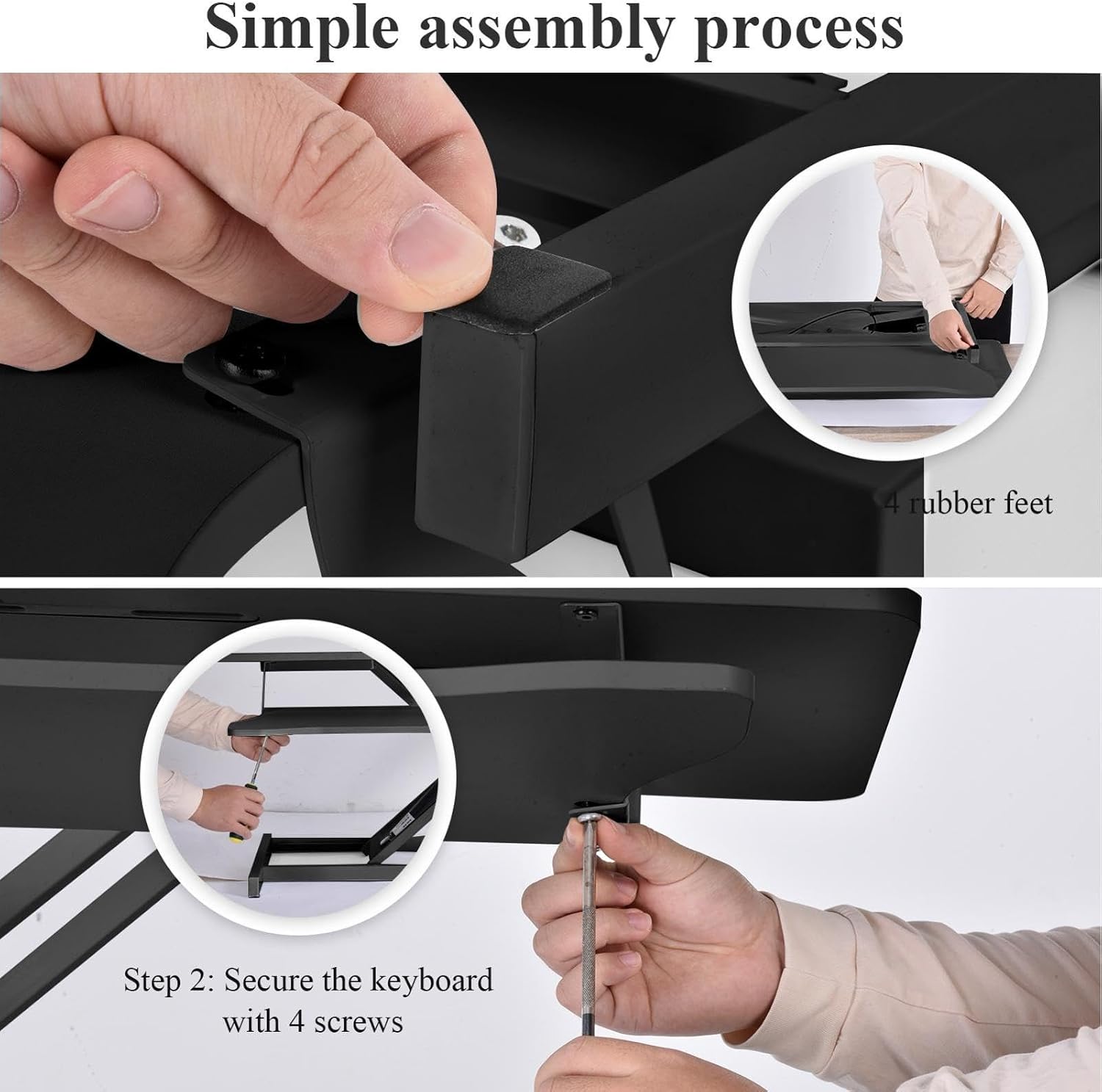 38-inch Standing Desk Converter Height Adjustable Sit to Stand Up Workstation, Duals Monitor and Laptop Riser with Wide Keyboard Tray, for Home, School, Company, Black