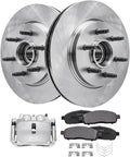 Detroit Axle - 2WD 6 Lugs Front Disc Rotors Brake Pads Right Caliper Replacement for 2005-2008 Ford F-150 Mark LT - 5pc Set
