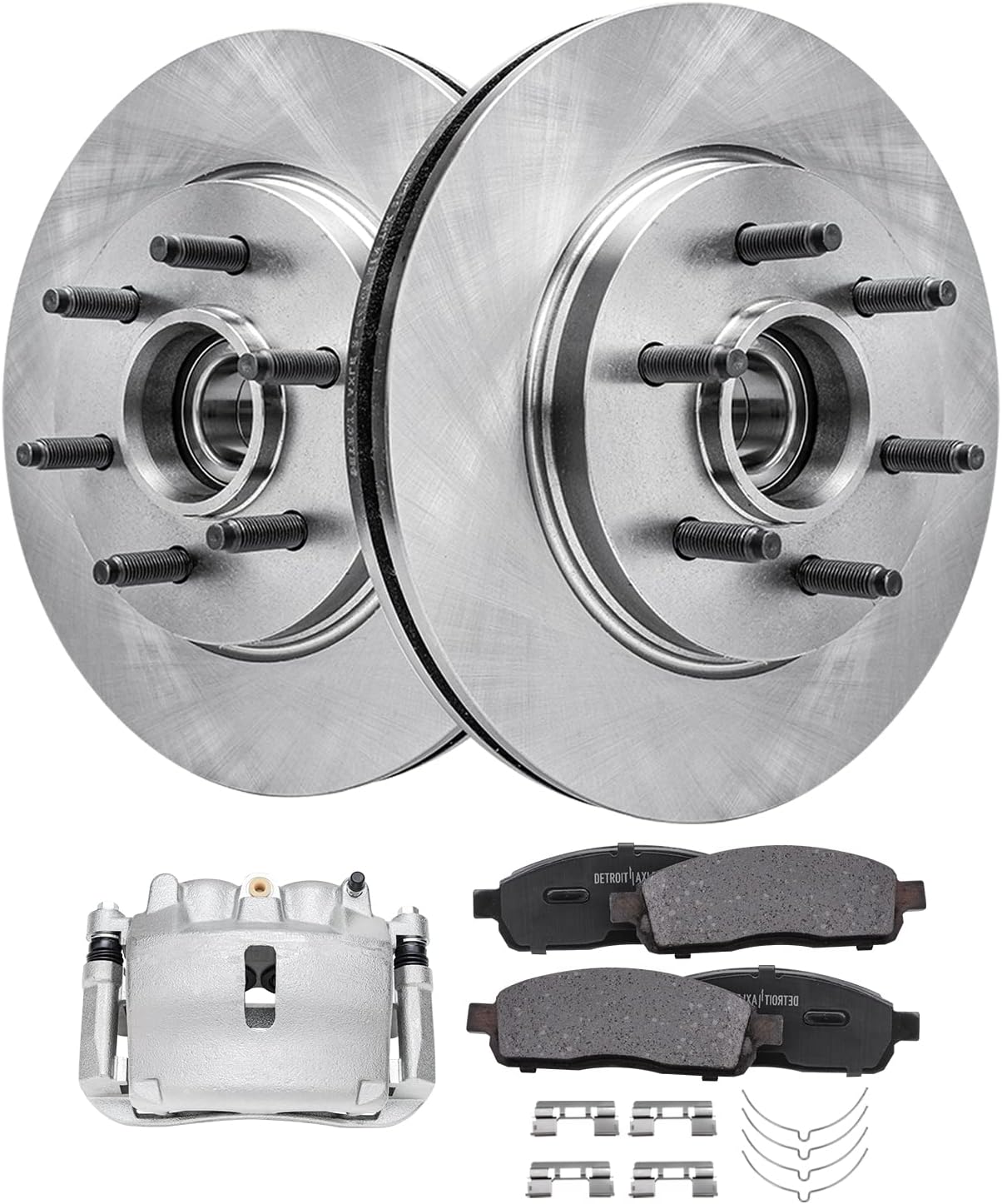 Detroit Axle - 2WD 6 Lugs Front Disc Rotors Brake Pads Right Caliper Replacement for 2005-2008 Ford F-150 Mark LT - 5pc Set