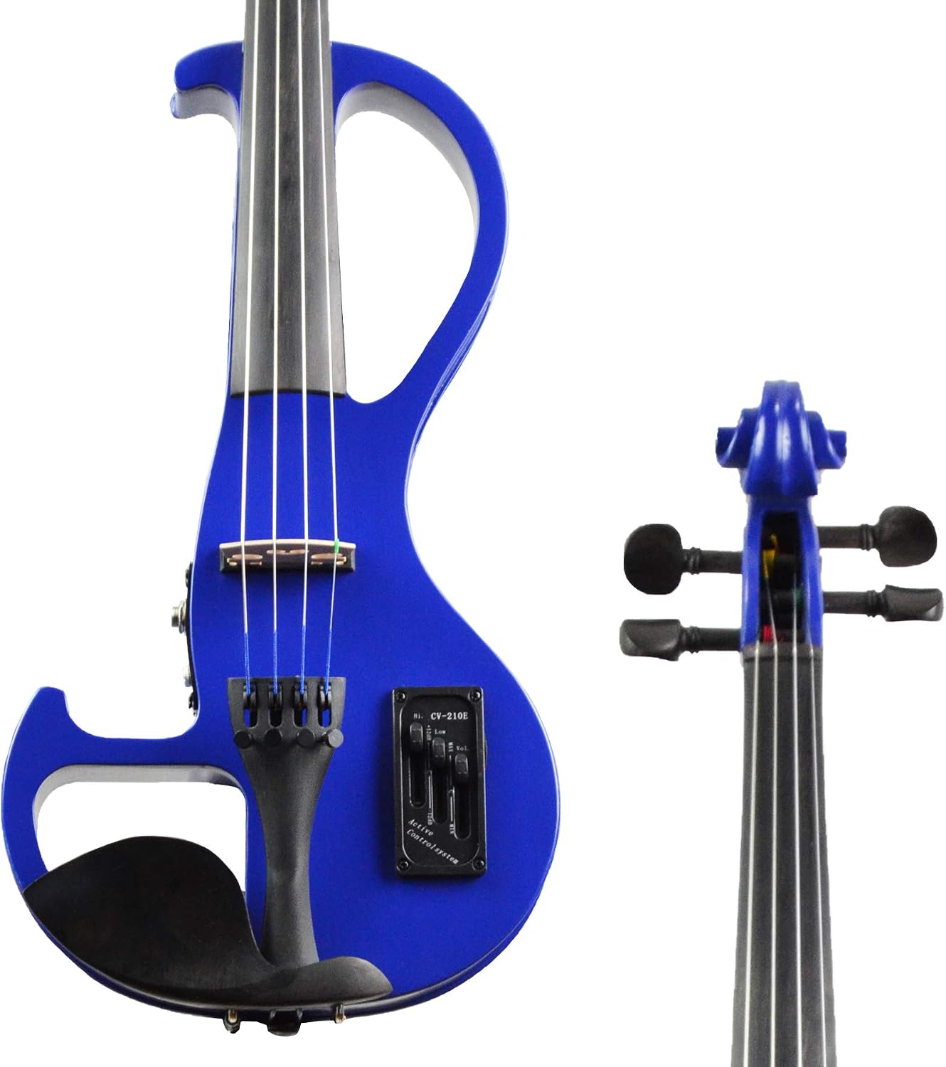 Electric Violin Bunnel Edge Outfit 4/4 Full Size (Clear) (BLUE) — With Carrying Case and Accessories Included - Headphone Jack - Piezo Ceramic Pick-up from Kennedy Violins