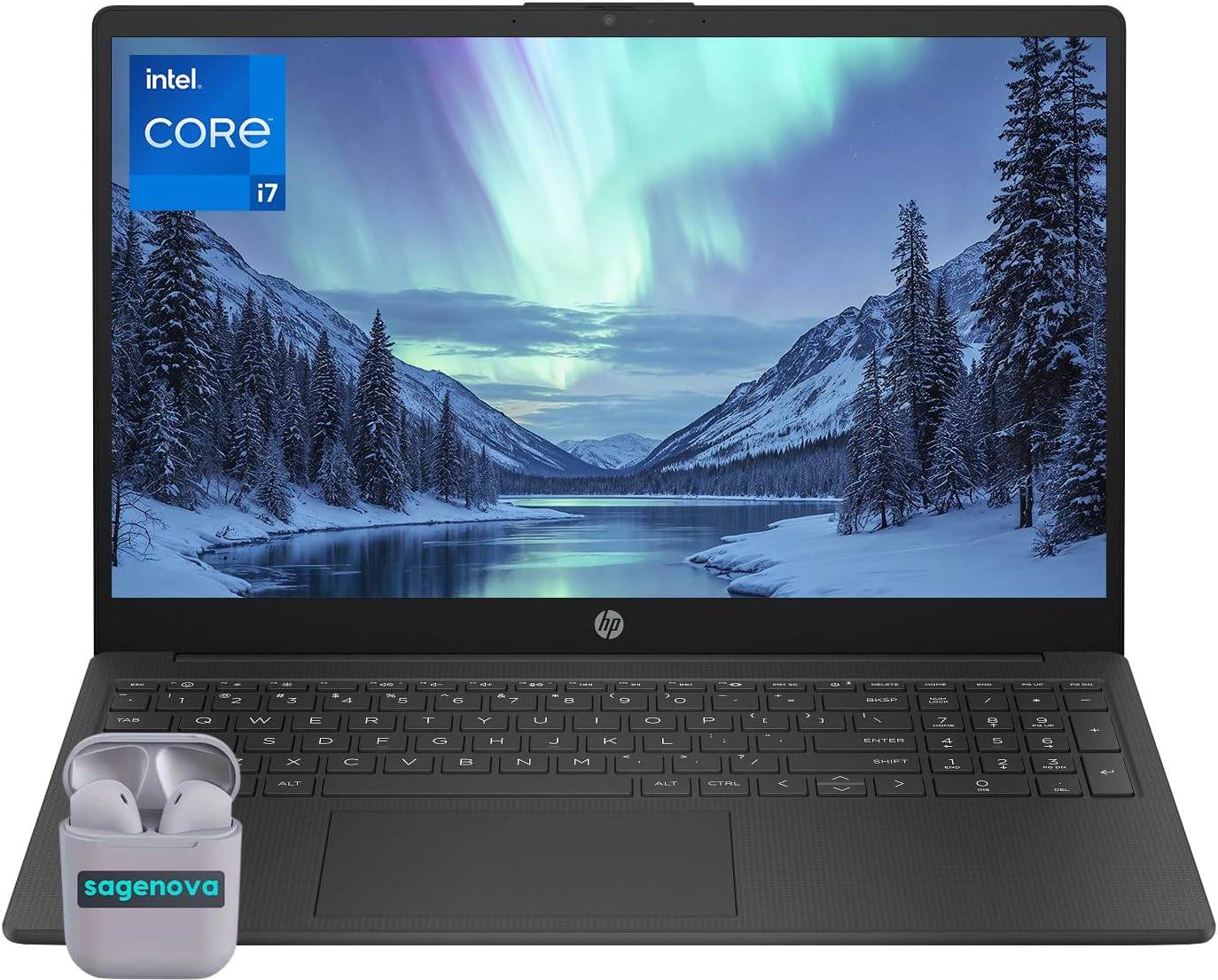 HP 15.6' Laptop Computer, Windows 11, 16GB RAM 1TB SSD, Intel Core i7-1355U Processor, HD Display, Numeric Keypad, Camera Privacy Shutter, HDMI, SageNova Earphones, Jet Black