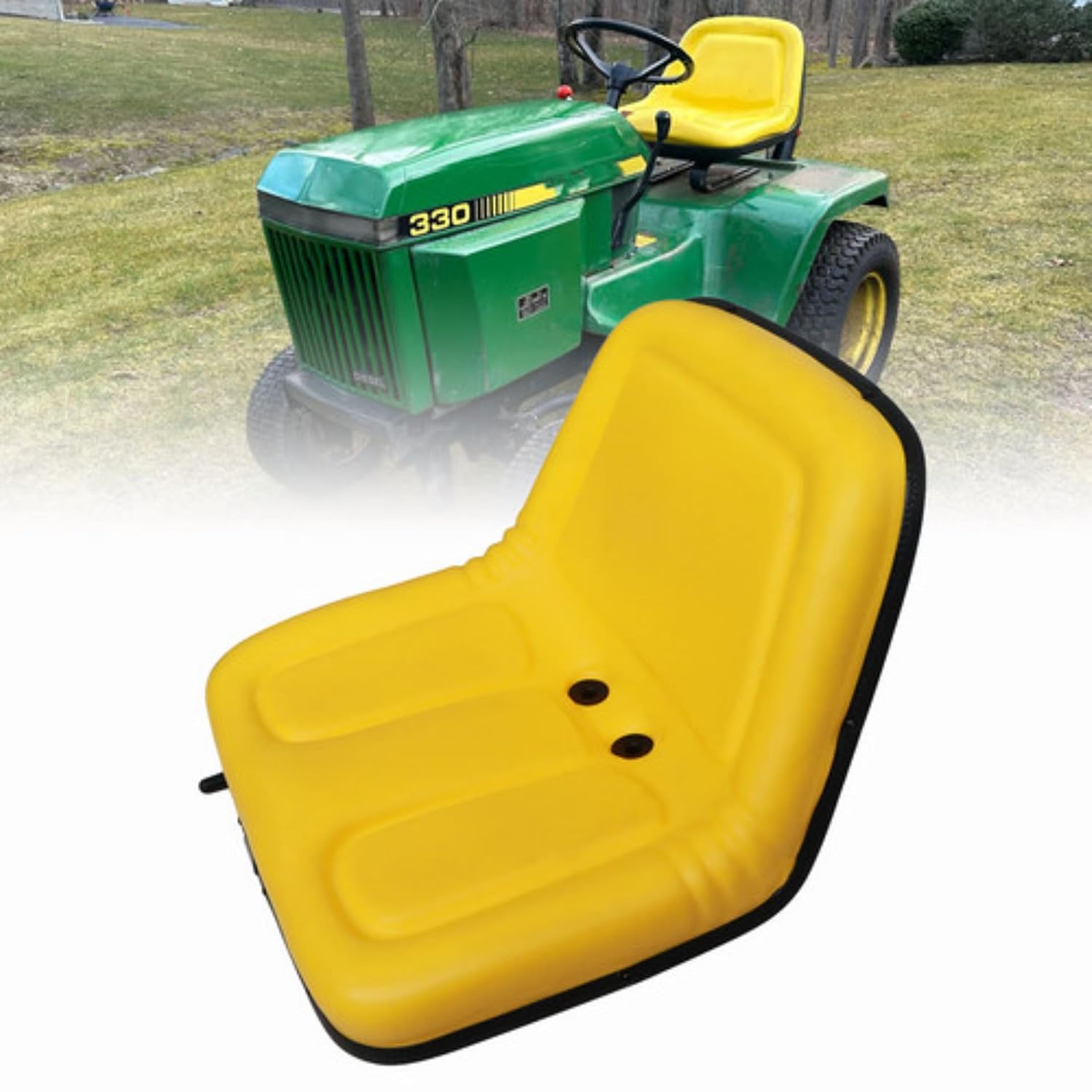 GXARTS Lawn Mower Seat Replacement Yellow Compatible with John Deere Tractor 212, 214, 216, 300, 312, 314, 317, 316, 318, 322, 330, 332, 400, 420, 430 160, 165, 170, 175, 180 Riding Mower Skid Steers