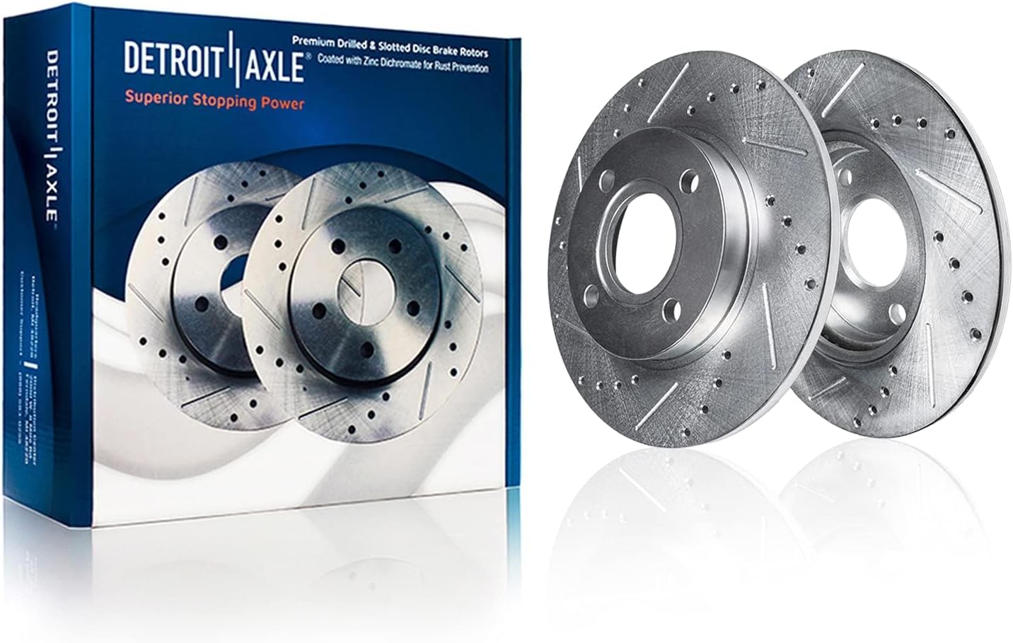 Detroit Axle - 2.0L 8pc Brake Kit for 2018-2022 Ford EcoSport Drilled and Slotted Brake Rotors Ceramic Brakes Pads with Hardware 2019 2020 2021 Replacement : 11.81' inch Front & 10.67' inch Rear Rotor