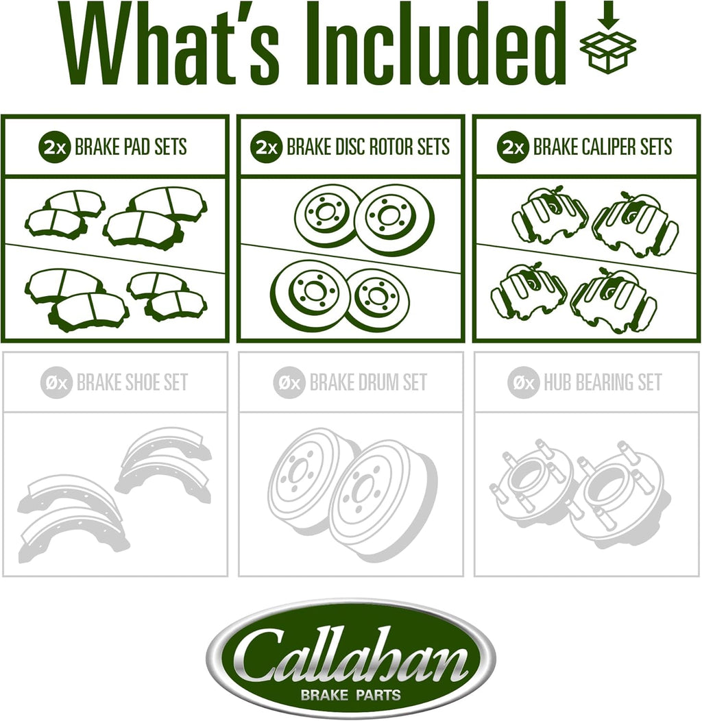 Callahan BRAKE PARTS Front and Rear Kit with Replacement Brake Rotors and Ceramic Brake Pads with Calipers For Cadillac Escalade Chevy Silverado 1500 Suburban 1500 Tahoe Sierra 1500 Yukon XL1500