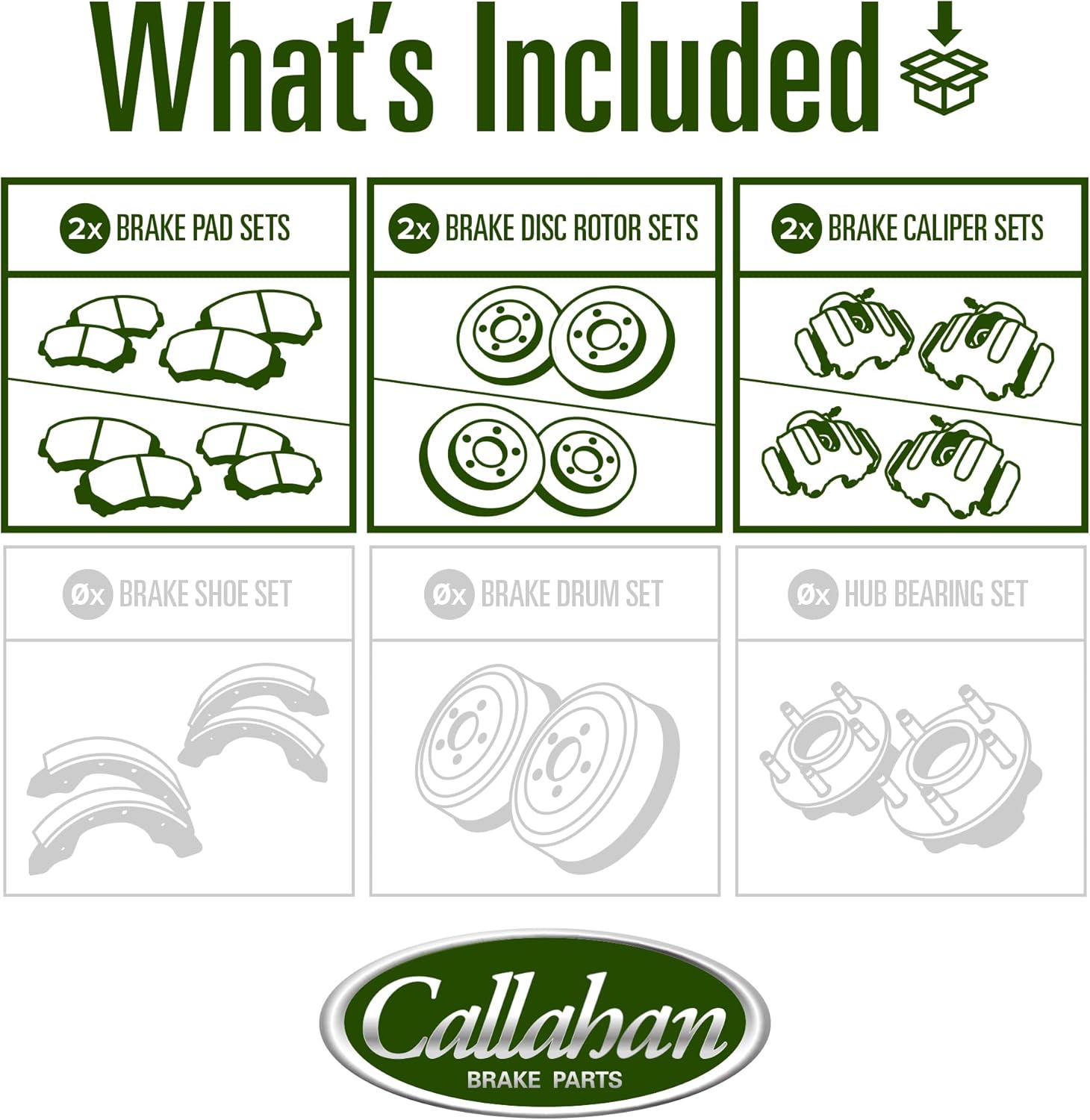 Callahan BRAKE PARTS Front and Rear Kit with Replacement Brake Rotors and Ceramic Brake Pads with Calipers For Cadillac Escalade Chevy Silverado 1500 Suburban 1500 Tahoe Sierra 1500 Yukon XL1500
