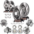 Detroit Axle - Front & Rear Disc Brake Rotors w/Ceramic Brake Pads + Wheel Bearing & Hub Assembly Replacement for 2004 2005 2006 2007 2008 Nissan Maxima - 12 pc Set