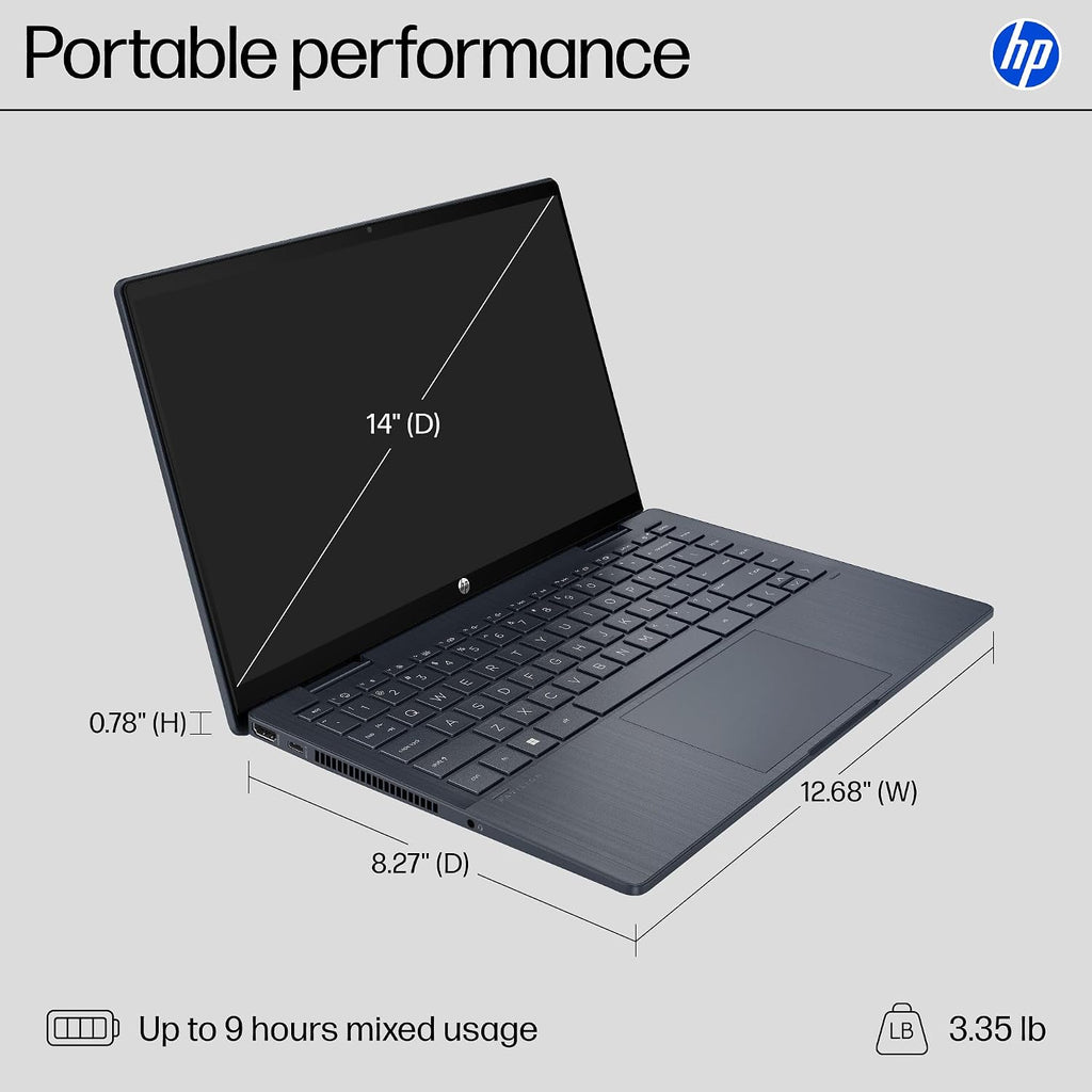 HP Pavilion x360 14 inch 2-in-1 Laptop PC, FHD Touchscreen Display, Intel Core 3 100U, 8 GB RAM, 256 GB SSD, Intel Graphics, Windows 11 Home, Space Blue, 14-ek2000nr