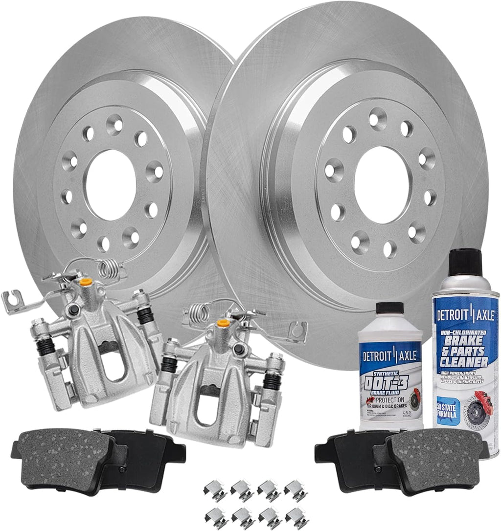 Detroit Axle - Rear Brake Kit for Ford Taurus Five Hundred Freestyle Mercury Montego Sable Disc Brake Rotors Brake Calipers w/Brackets Ceramic Brakes Pads Replacement
