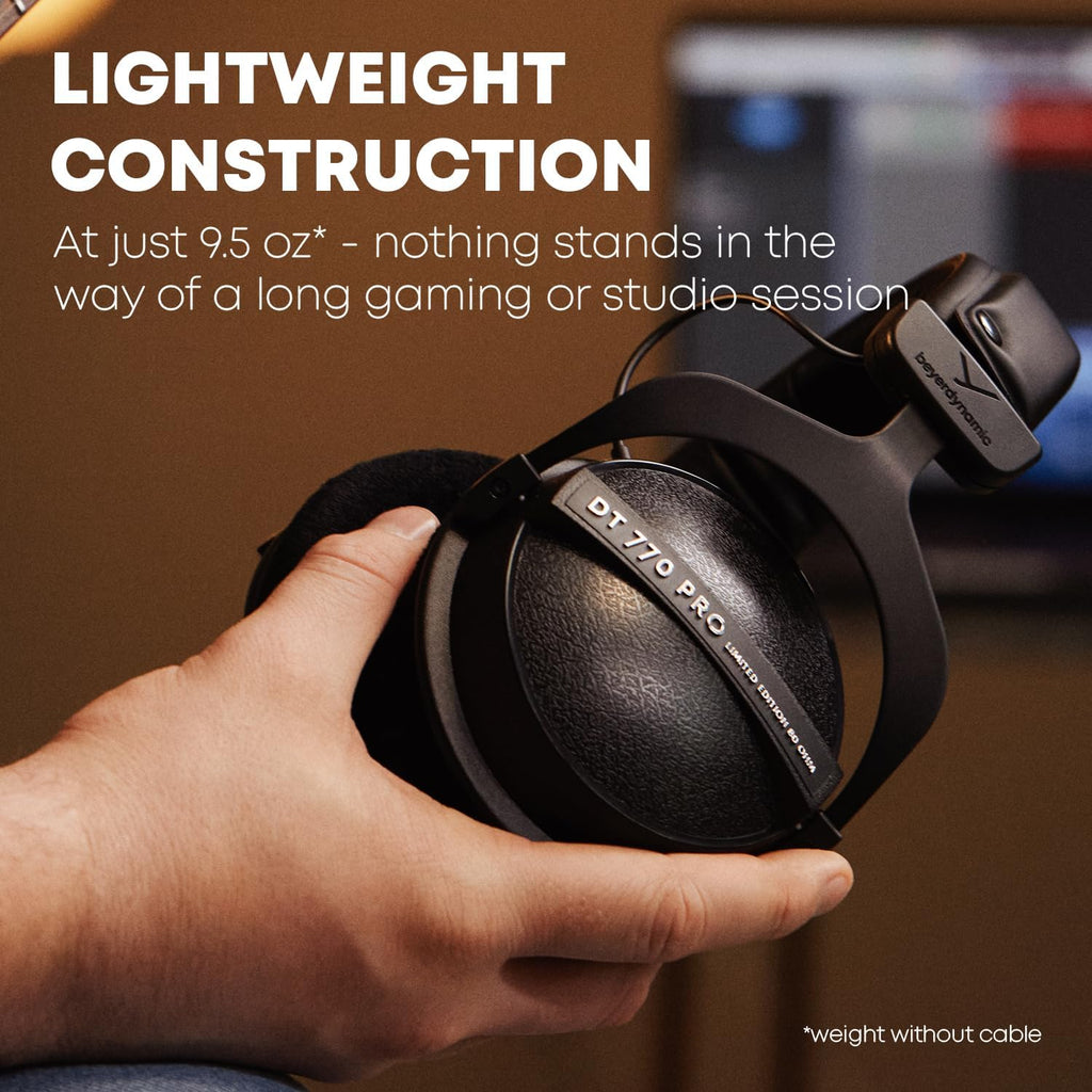beyerdynamic DT 770 Pro Studio Headphones - Over-Ear, Closed-Back, Professional Design for Recording and Monitoring (80 Ohm, Grey) (Renewed)