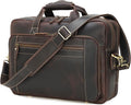 Polare 17' Full Grain Leather Laptop Briefcase Business Travel Laptop Carrying Case Shoulder Bag For Men Fits 17.3' Laptop