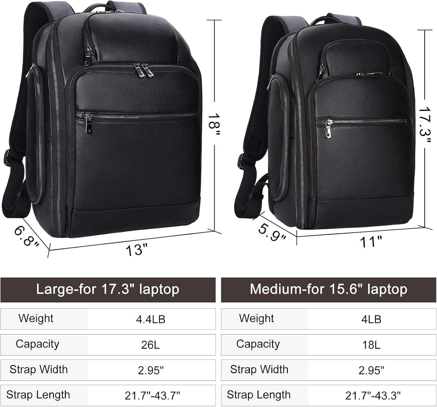 TIDING Men's Leather Laptop Backpack Fits 15.6 Inch Computer, TSA Approved & Water Resistant Work Daypack Business Travel Rucksack, Black
