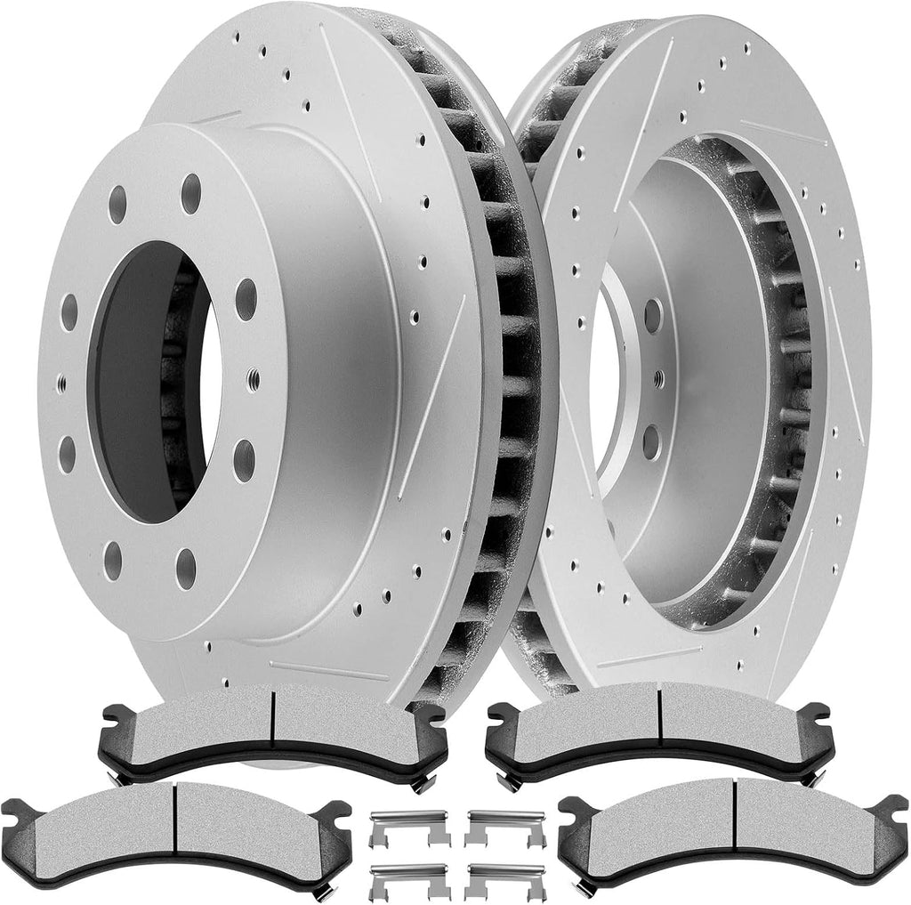 SCITOO Front 12.8' Brake Pad and Rotor Kit Fit For Chevy Avalanche 2500/Express 3500/Silverado 3500 Classic/Silverado 3500 HD,For GMC Savana 3500/Sierra 2500 HD Classic/Sierra 3500 HD,For Hummer H2