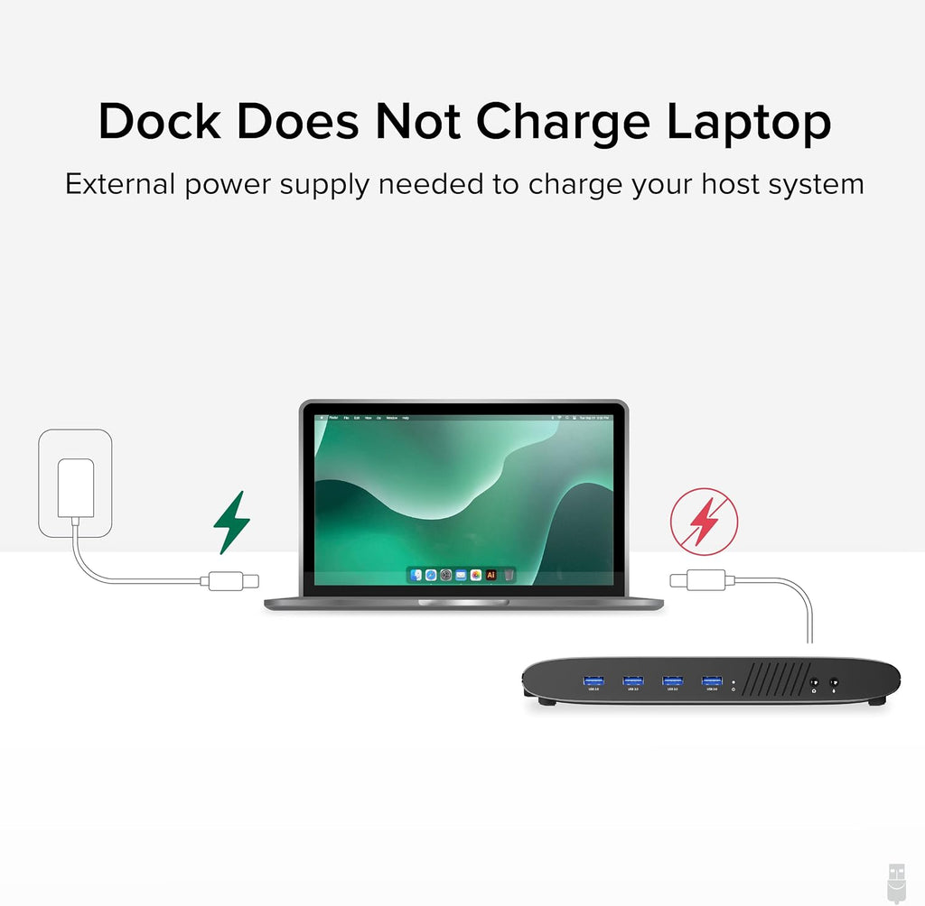 Plugable Universal Laptop Docking Station, 4K Dual Monitor, DisplayPort or HDMI, Windows Mac or ChromeOS Laptops, USB-C or USB 3.0, Adds 2 Displays, Ethernet, Audio, 6 USB Ports