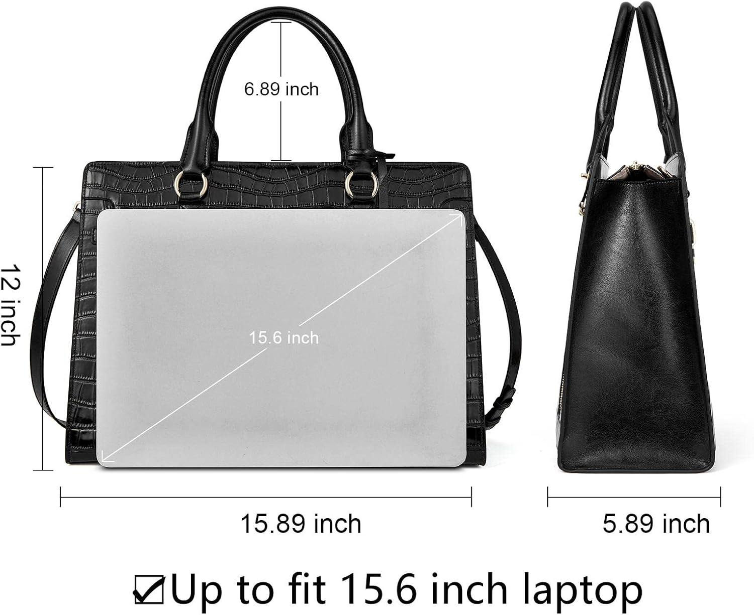 BOSTANTEN Briefcase for Women 15.6 inch Leather Laptop Bag Vintage Slim Lawyer Business Bag Stylish Work Purse