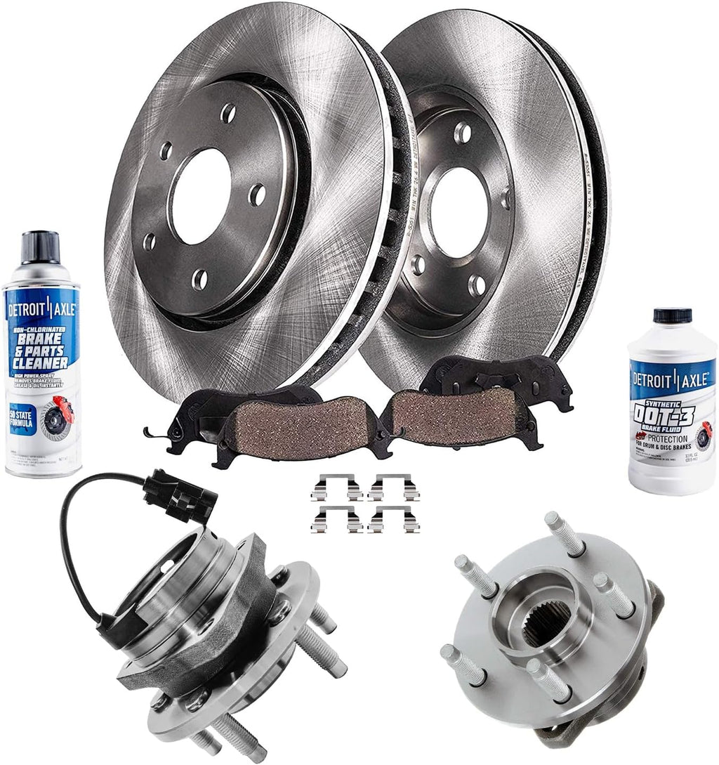 Detroit Axle - Front Brake Kit for Chevrolet 2006-2008 Malibu 2008-2010 HHR Pontiac 2005-2010 G6, Disc Brake Rotors Ceramic Brakes Pads Wheel Bearing Hubs 2007 Replacement: 11.65 inch Rotor