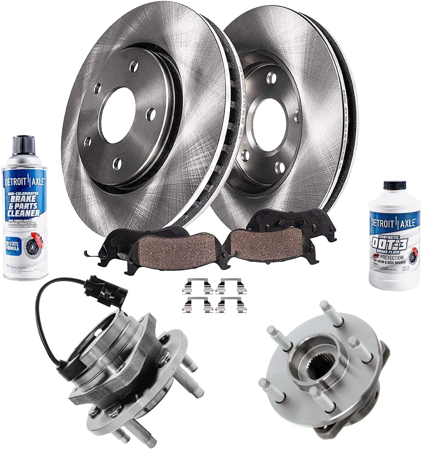 Detroit Axle - Front Brake Kit for Chevrolet 2006-2008 Malibu 2008-2010 HHR Pontiac 2005-2010 G6, Disc Brake Rotors Ceramic Brakes Pads Wheel Bearing Hubs 2007 Replacement: 11.65 inch Rotor