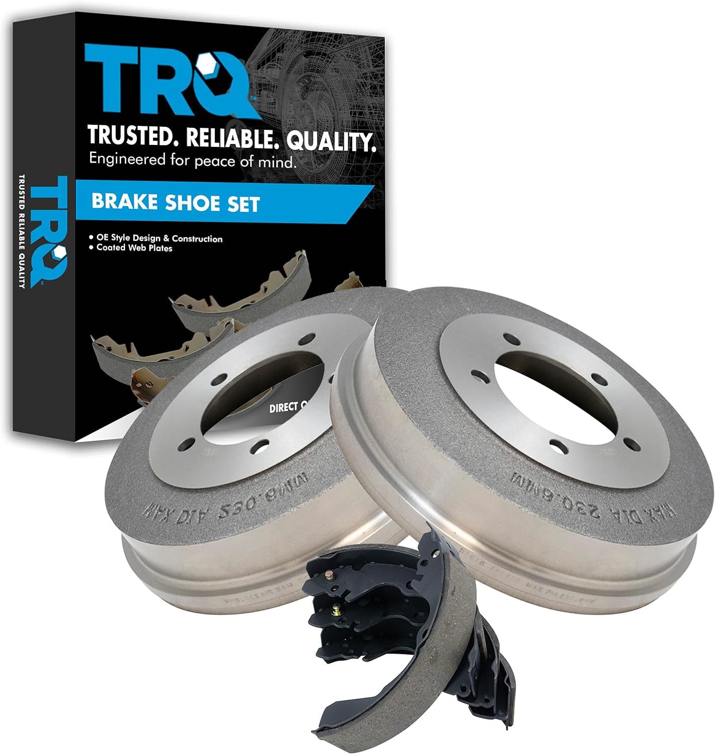 TRQ Rear Brake Drum & Shoe Kit Compatible with Dodge Chrysler Eagle Mitsubishi