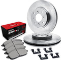 R1 Concepts Front Brake Kit Fits 2018-2022 Hyundai Accent; 2018-2023 Kia Rio| Optimum Oep Pads, Blank Rotors| Hardware| 11.0' Front