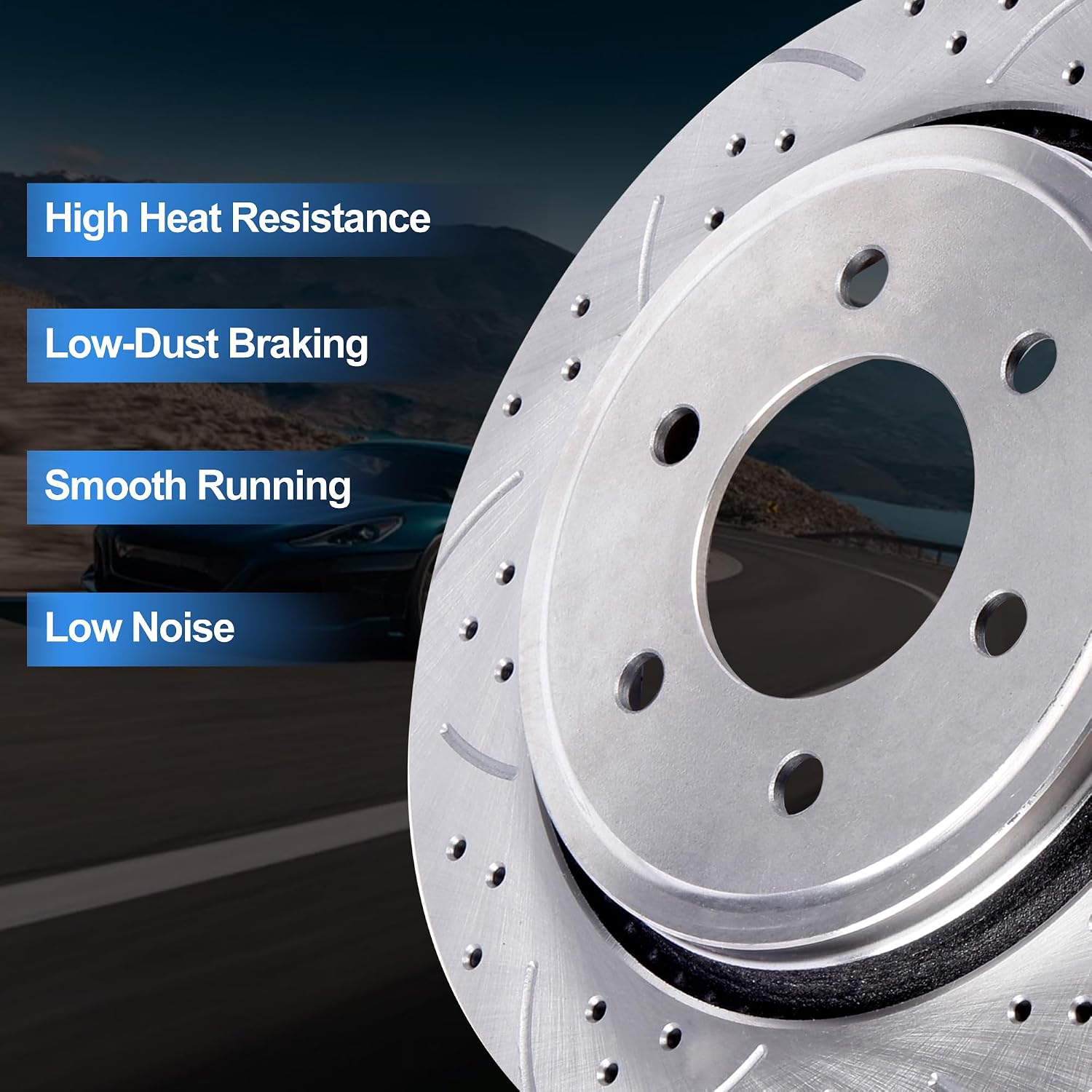 Replacement Brake Kits Rear Brake Pads And Rotors Kit Compatible With Ford F-150 2015-2017; 6 Lug, Electric/Power-Operated Parking Brake