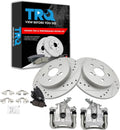 TRQ Performance Rear Brake Pad and Rotor Set Ceramic Solid G Coated Rotors Calipers Compatible with 2009-2010 Pontiac Vibe 2009-2019 Toyota Corolla 2009-2013 Matrix