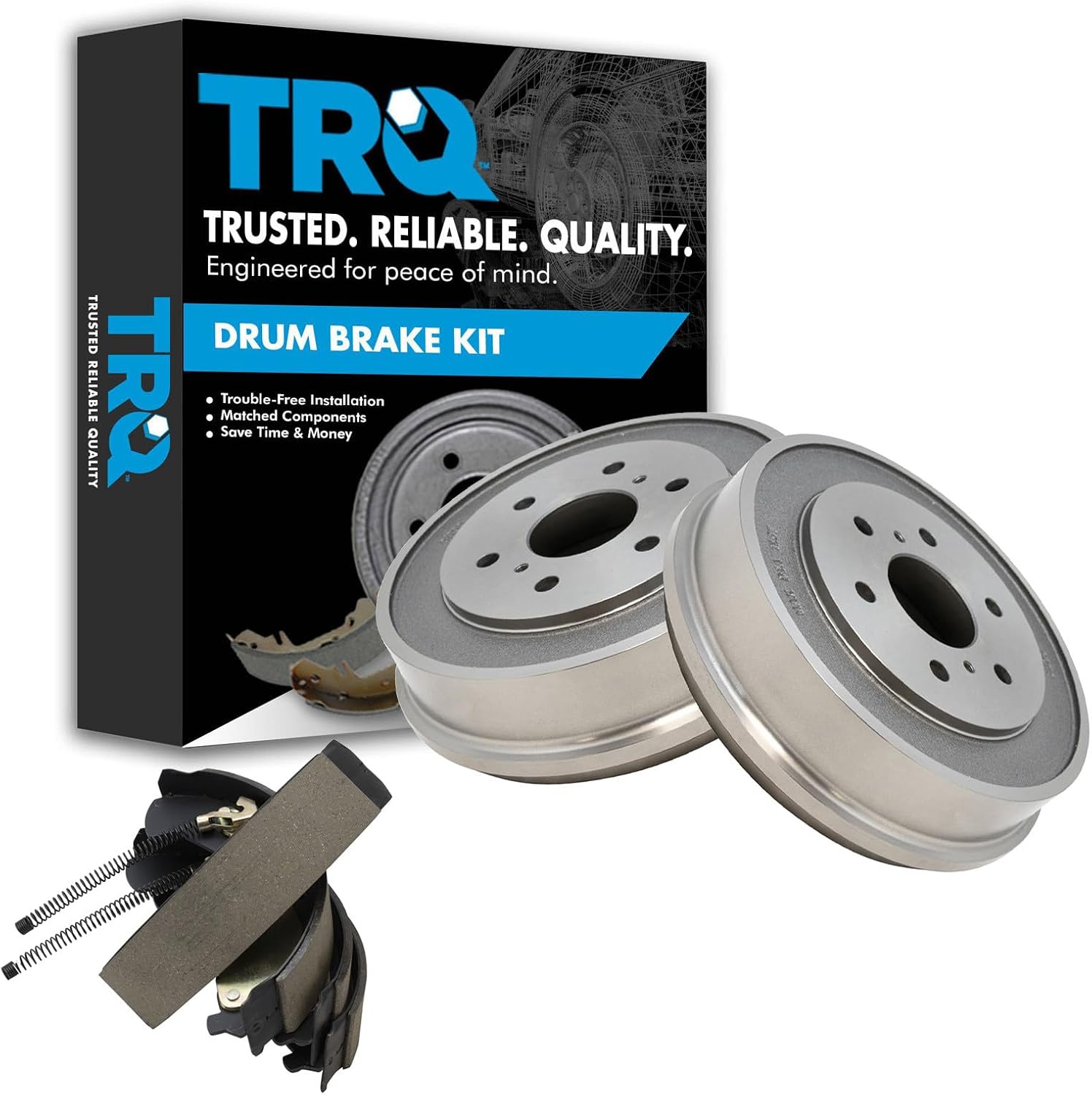 TRQ Rear Brake Drum and Shoe Kit for Chevrolet GMC | for 2005-2008 Chevrolet Silverado 1500 2007 Chevrolet Silverado 1500 Classic 2005-2008 GMC Sierra 1500 +1 more