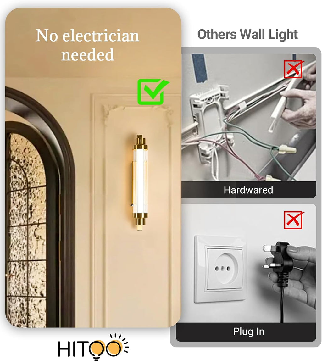 Battery Operated Wall Sconce Set of Two,12000 mAh Rechargeable Wall Sconce with Remote Battery Powered Wall Light LED Crystal Glass Gold Wall sconces for Bathroom, Living Room, Hallway, Mirror