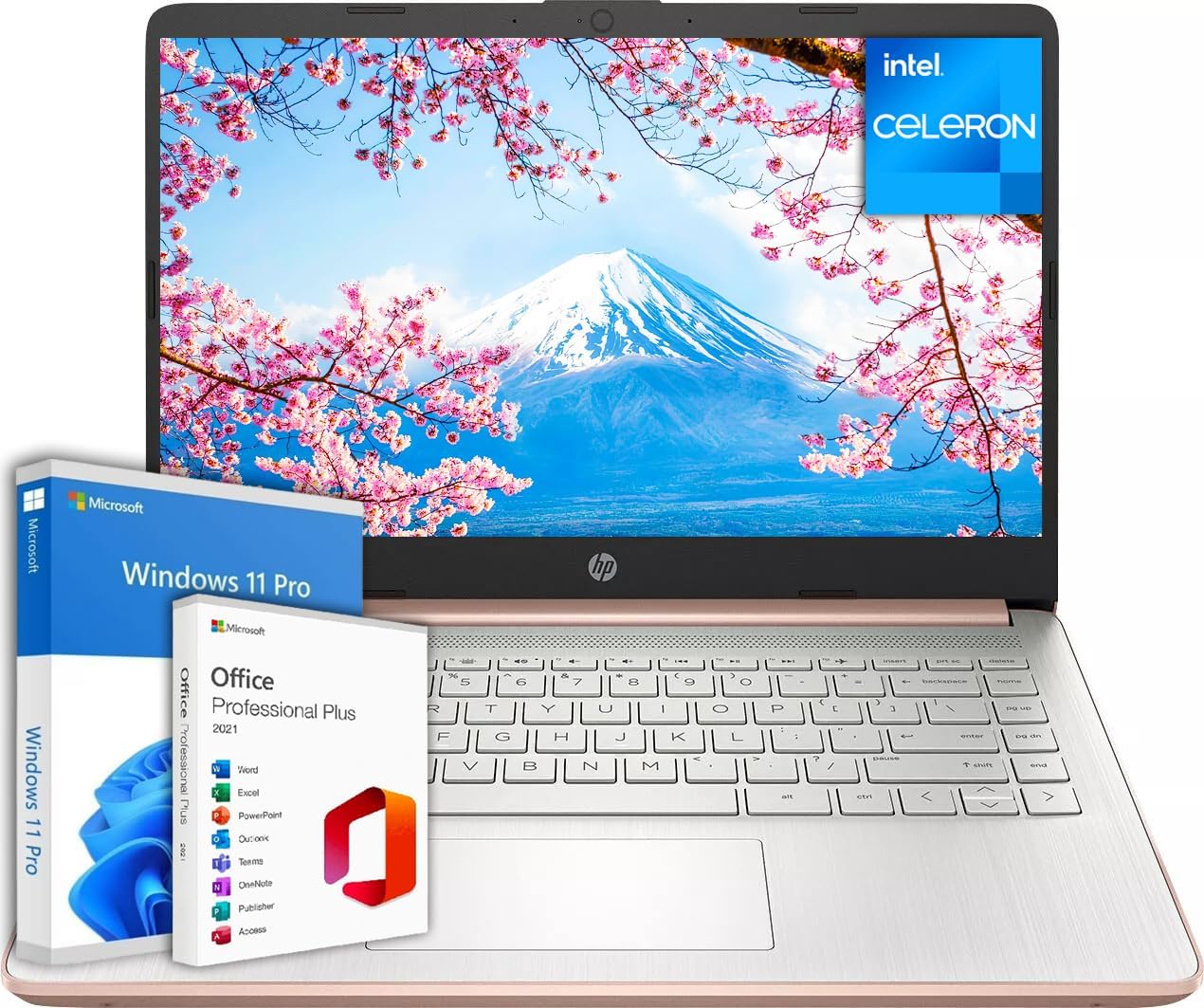 HP Stream 14' Laptop for Students & Business, Intel Quad-Core N4120, 16GB RAM, 128GB eMMC, Long Battery Life, UHD Graphics, Thin & Portable, HD Webcam, Windows 11 Pro