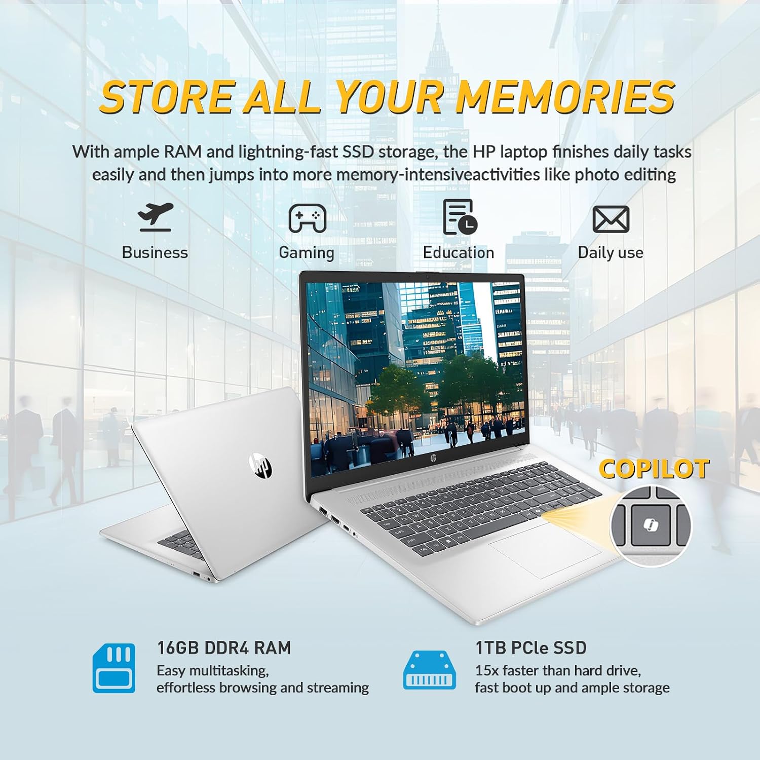 HP 17 Inch Touchscreen Laptop Computer, 17.3' HD+ Touch Screen Business Laptop, AMD Ryzen 5 (6-Cores), 64GB RAM 1TB SSD, Windows 11 Pro, 10-Key Number Pad