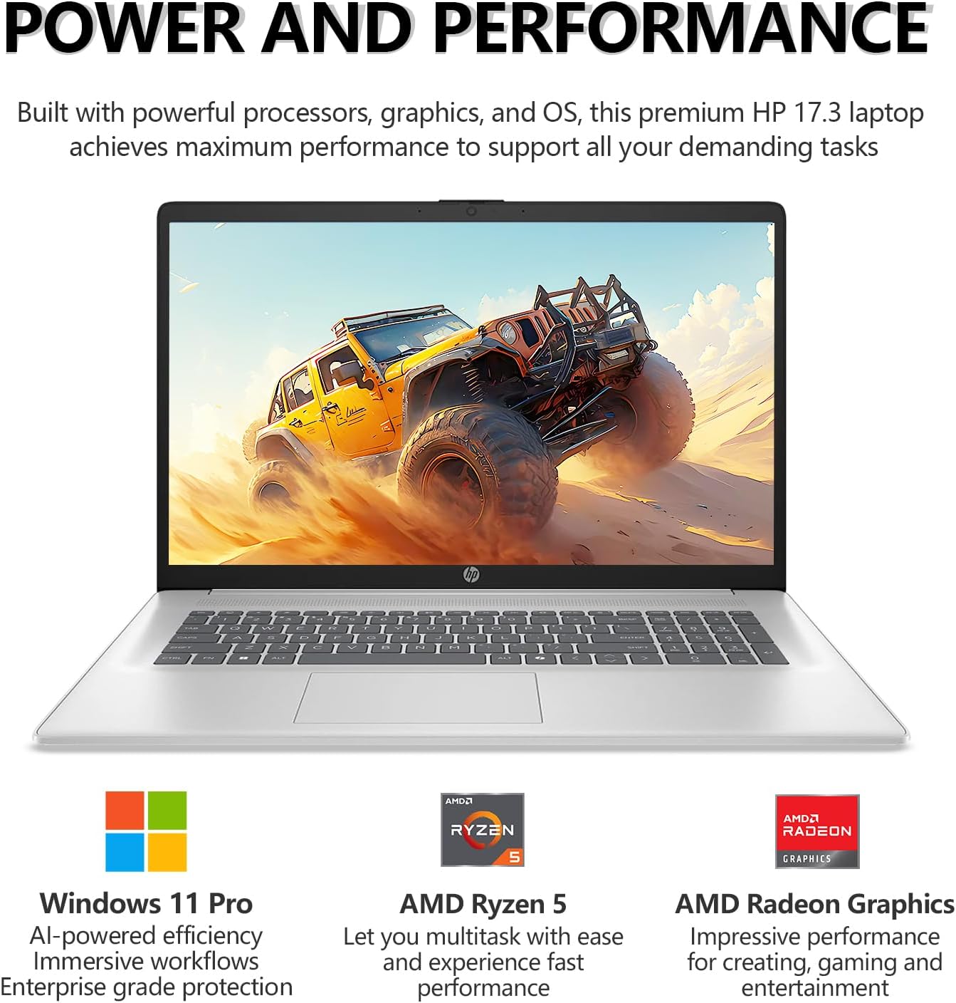 HP 17 Inch Touchscreen Laptop Computer, 17.3' HD+ Touch Screen Business Laptop, AMD Ryzen 5 (6-Cores), 64GB RAM 1TB SSD, Windows 11 Pro, 10-Key Number Pad
