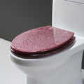 Glitter Toilet Seat Slow Close Resin Toilet Seat Round, Sparkling Toilet Seat for Bathroom - Decorative Glam Toilet Seat Easy Clean,Silver(Pink)