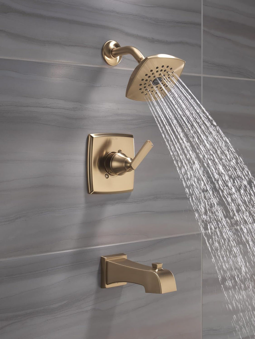 Delta Ashlyn 14 Series Bathtub and Shower Faucet Set, Brushed Gold Shower Head and Handle Set, Valve Trim Kit, Stainless T14464-CZ (Valve Not Included)