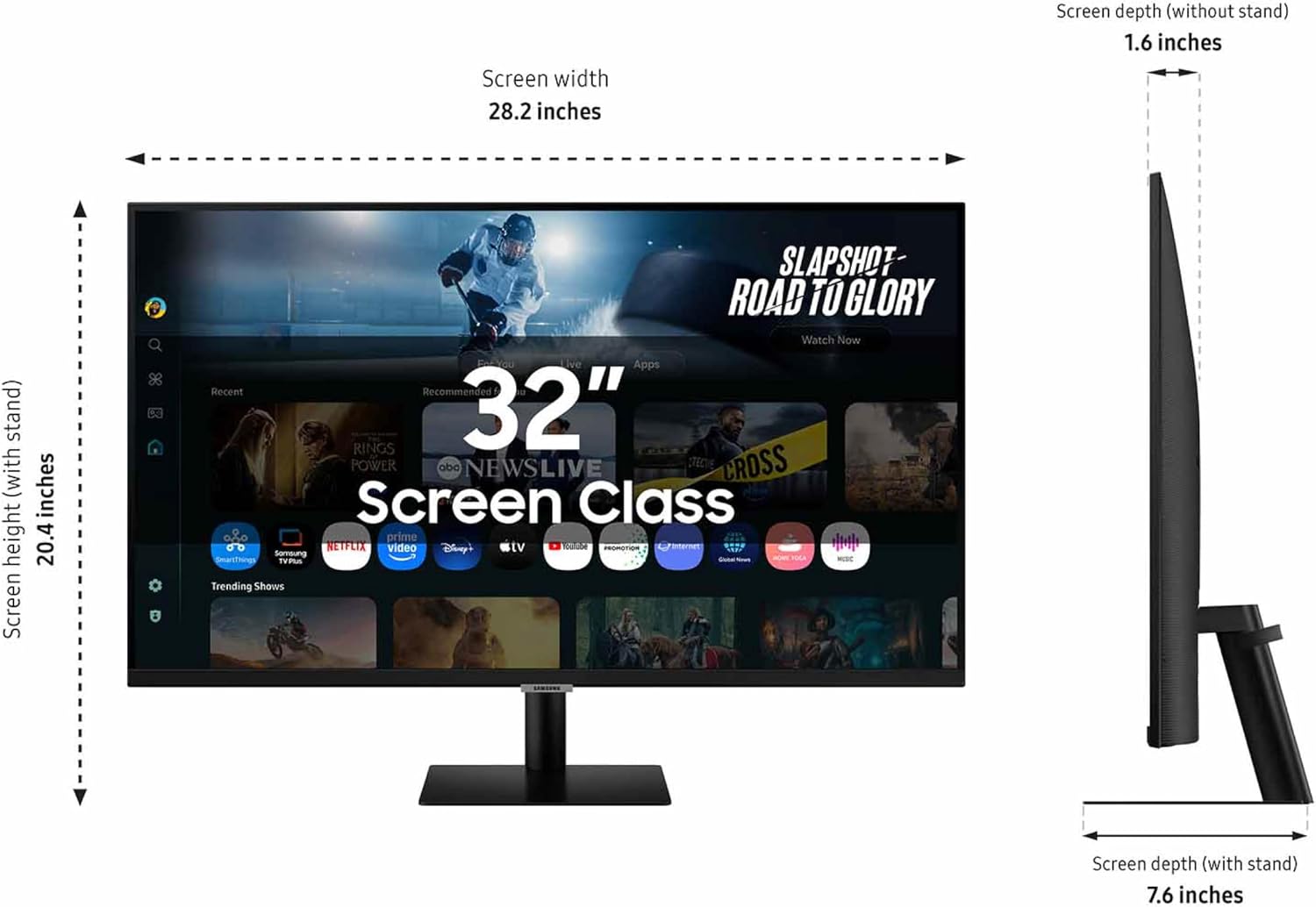 Samsung 32' Smart Monitor M7 (M70F) 4K UHD Display, Samsung Vision AI, Smart TV Apps, Gaming Hub, USB-C, HDMI and USB-A, Black, LS32FM702UNXZA, 2025 (Renewed)