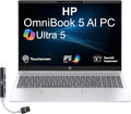 HP OmniBook 5 Next Gen AI Laptop 16.0' Touchscreen 2K IPS Display (Intel Ultra 5-225U, 16GB LPDDR5X, 1TB SSD, Backlit KB, Copilot+, Webcam, Win 11 Home) w/Dockztorm USB Port Expander