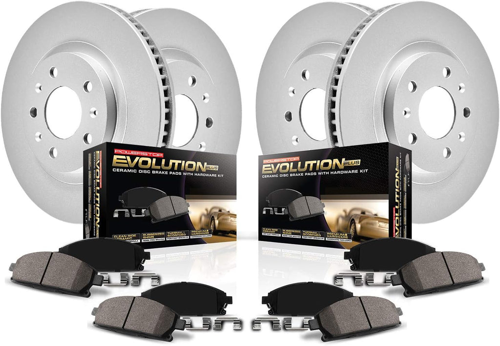 PowerStop Front and Rear Brake Kit for Mazda CX-9 2016-23 - Fully-Coated Disc Rotors with Z17 Ceramic Brake Pads Replacement, CRK7610