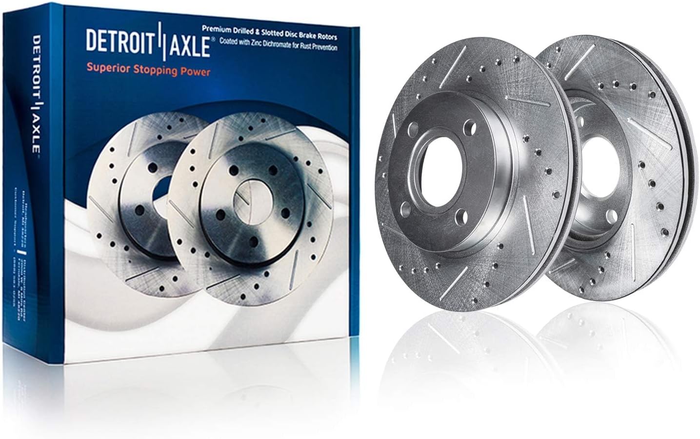Detroit Axle - 2.0L 8pc Brake Kit for 2018-2022 Ford EcoSport Drilled and Slotted Brake Rotors Ceramic Brakes Pads with Hardware 2019 2020 2021 Replacement : 11.81' inch Front & 10.67' inch Rear Rotor