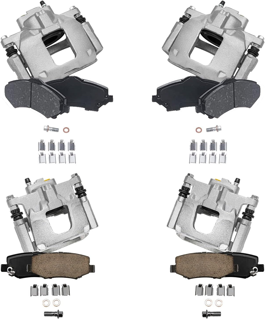 Detroit Axle - Brake Kit for 2007-2012 Jeep Wrangler 2008-2012 Liberty 2007-2010 Dodge Nitro Ceramic Brakes Pads Brake Calipers with Bracket Front & Rear 2009 Replacement