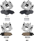 Detroit Axle - Brake Kit for 2007-2012 Jeep Wrangler 2008-2012 Liberty 2007-2010 Dodge Nitro Ceramic Brakes Pads Brake Calipers with Bracket Front & Rear 2009 Replacement
