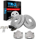 TRQ Performance Rear Brake Pad and Rotor Set Ceramic Vented Coated Rotors Calipers Compatible with 2004-2009 Cadillac SRX