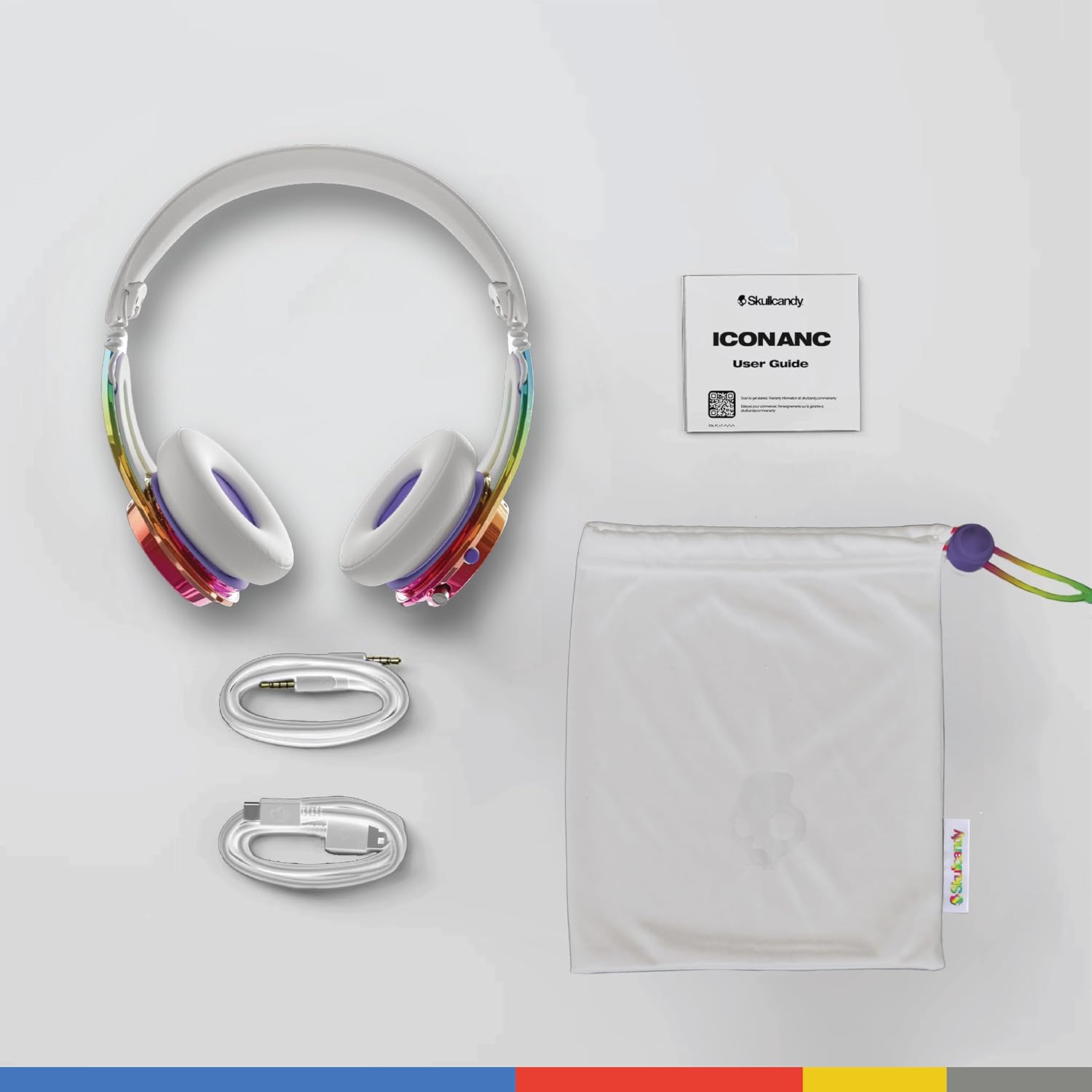 Skullcandy Icon ANC Wireless On-Ear Bluetooth Headphones, Active Noise Cancelling, Up to 60 Hours Battery, Sweat Water Resistant, Foldable and Durable, Microphone - All Love