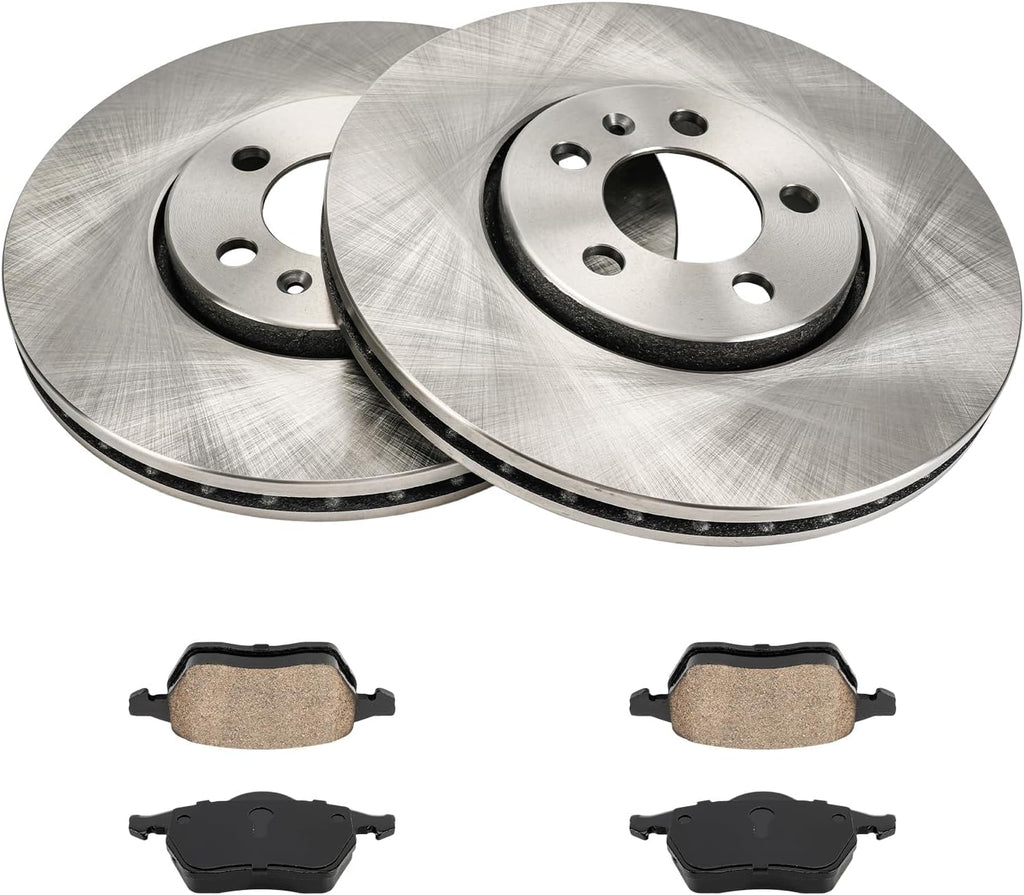 KAX Front Brake Kit for Volkswagen Jetta 1999-2005, Beetle 2000-2010, Golf 2000-2006, GTI 2006, 11.29inch Brake Rotors Pads Kit, #34168+D687A Front Brakes