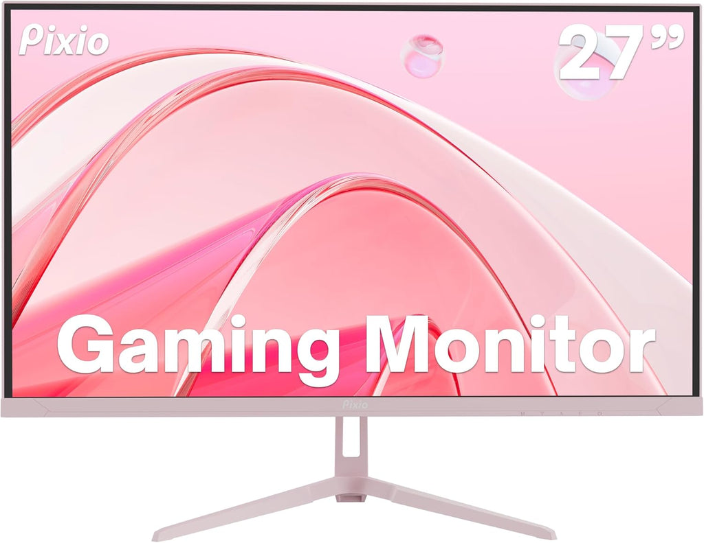 Pixio Two PX278 Wave Pink 27 inch 180Hz Refresh Rate FHD 1440p Resolution Fast IPS Panel 1ms GTG Response Time Gaming Monitor and PS1D Wave Pink Dual Monitor Arm - Fits up to 32 inches and 19.8lbs