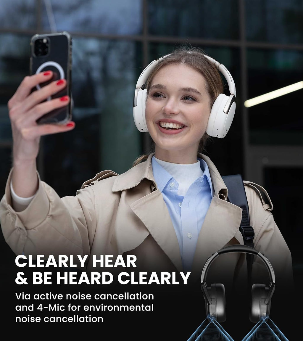 Edifier WH950NB Wireless Headphones - Active Noise Cancelling Headsets - Bluetooth 5.3 - Hi-Res Audio - 55H Playtime - Google Fast Pairing - Dual-Device Connection - Connect to App (Ivory)