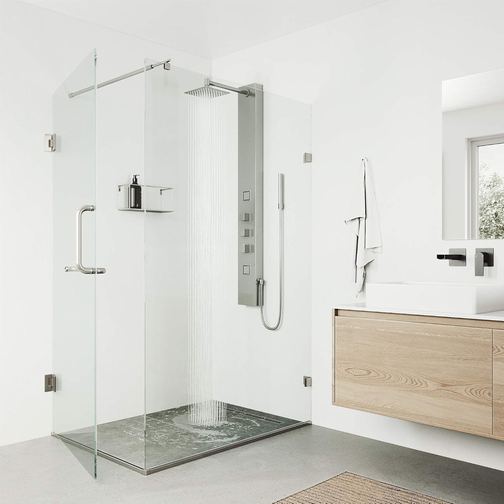 VIGO Rector 55' H x 6' W 2-Jet Shower Panel System with Adjustable Square Head and Hand Shower Wand in Stainless Steel-VG08012ST