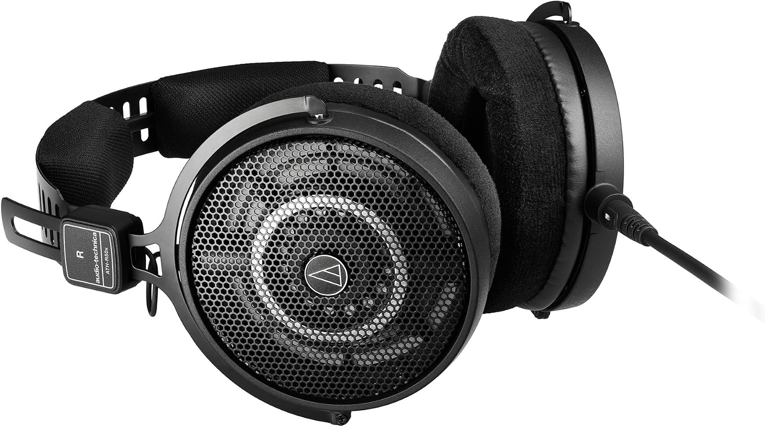 Audio-Technica ATH-R50X Professional Open-Back Reference Headphones - Black Bundle with Case, Stand, Cable, and Austin Bazaar Polishing Cloth