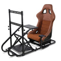 Racing Simulator Cockpit with Monitor Mount and Stronger Fiberglass Brown Mesh Fabric Bucket Seat, Racing Wheel Stand Compatible with Fanatec, Thrustmaster, Logitech, Moza Racing Games on PS5, PS4, Xbox and PC